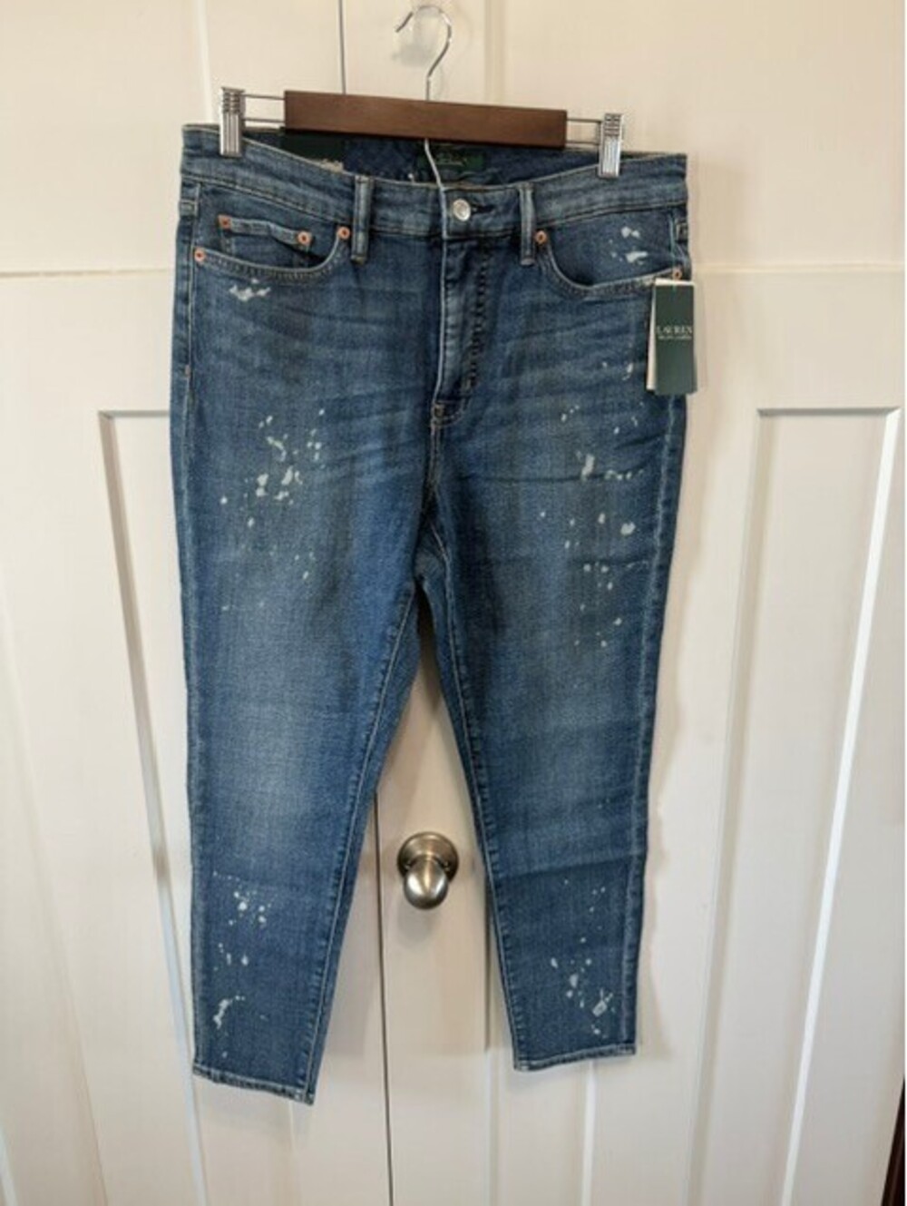 NWT Polo Ralph Lauren jeans distressted premier skinny ankle size 12